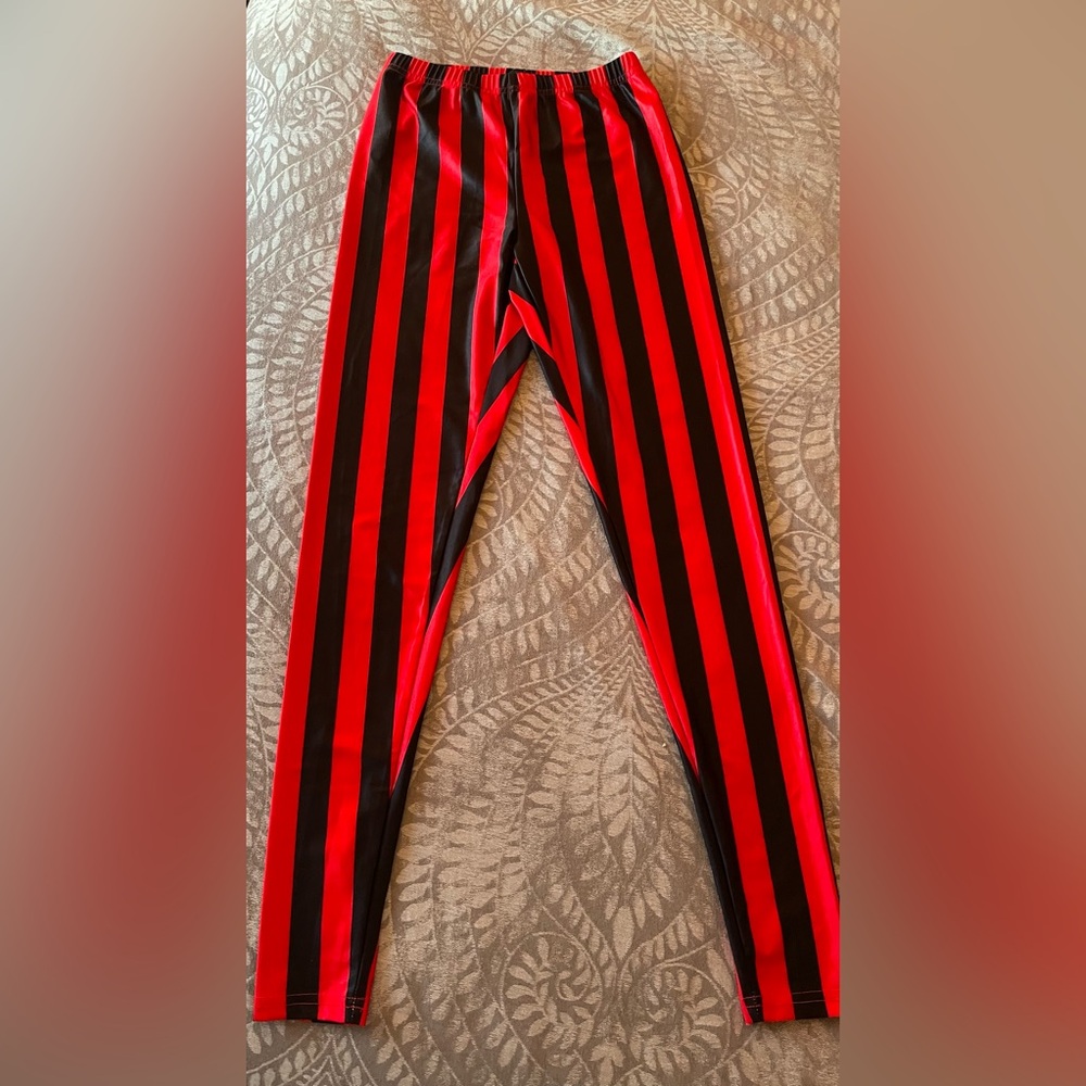 Red and Black Striped Leggings